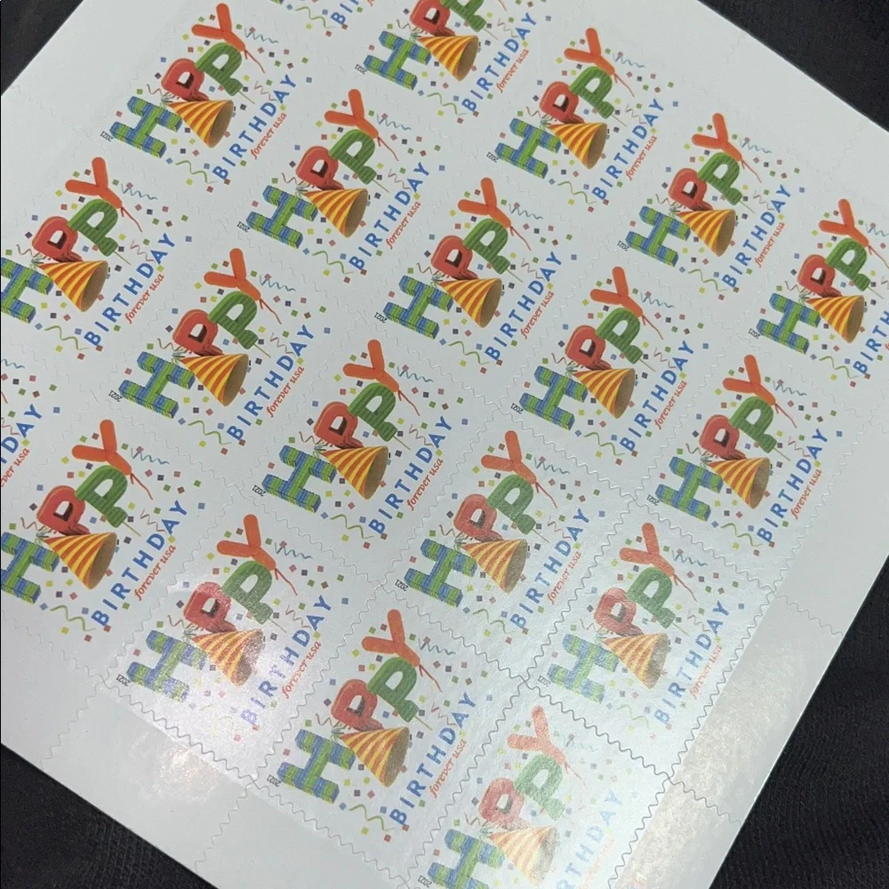 50 Books  'Happy Birthday' Postage Stamps - Colorful Party Design 1000 Pcs good